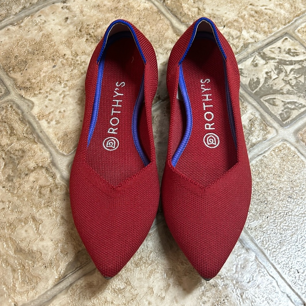 Rothy's Red Pointed Knit Flats - Picture 2 of 9